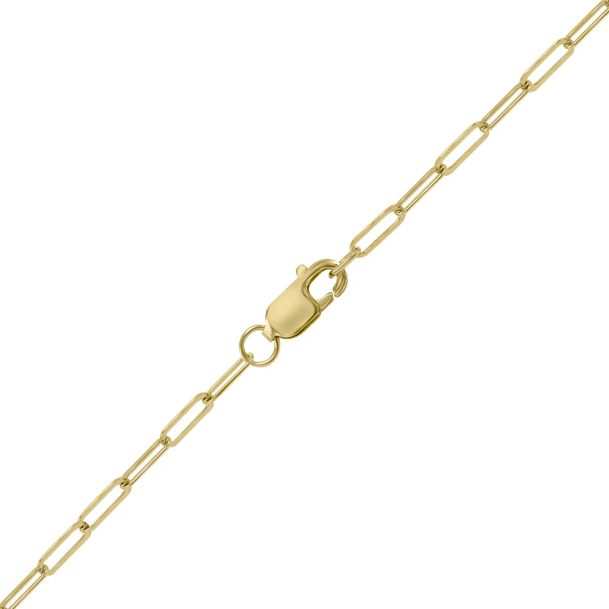 14K Yellow Gold Filled 2Mm Flat Link Paperclip Chain With Lobster Clasp - 20 Inch