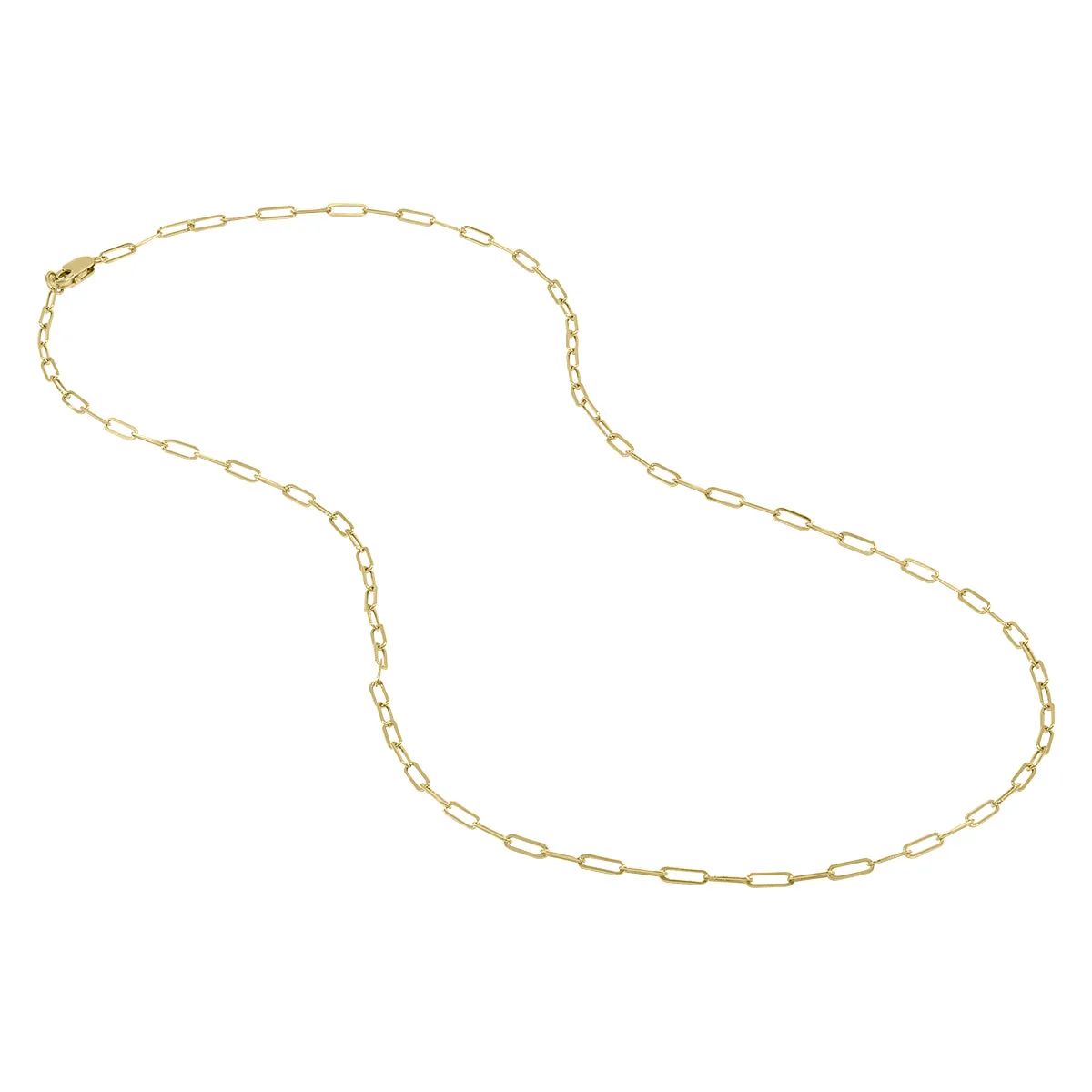 14K Yellow Gold Filled 2Mm Flat Link Paperclip Chain With Lobster Clasp - 20 Inch