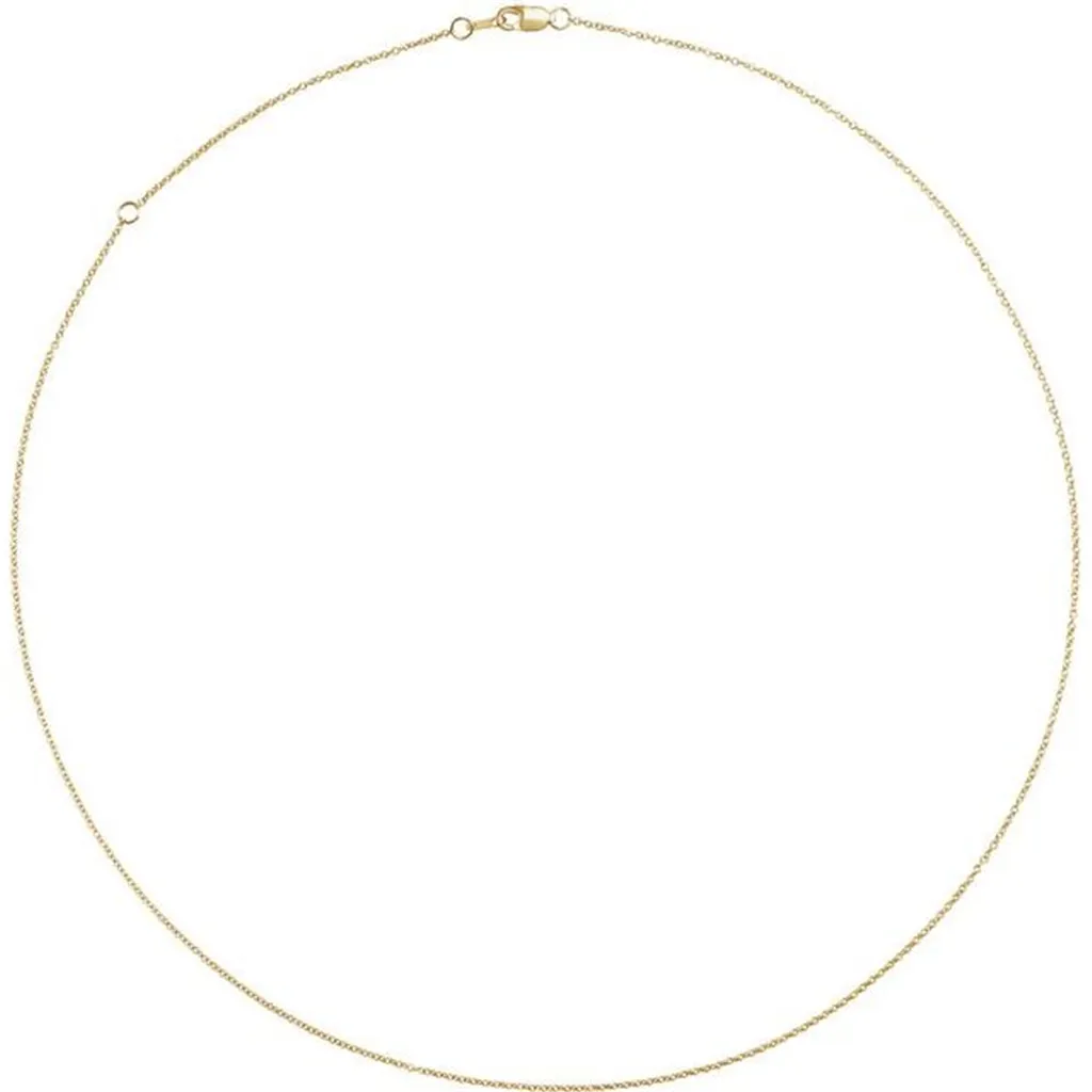 14K Yellow Gold Polished 16-18" Cable Link Chain