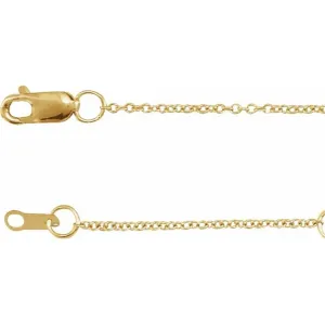 14K Yellow Gold Polished 16-18" Cable Link Chain