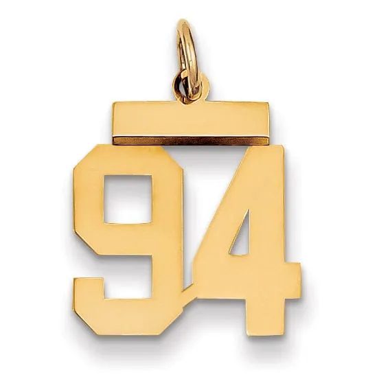 14k Yellow Gold Polished Finish Small Size Number 94 Charm Pendant