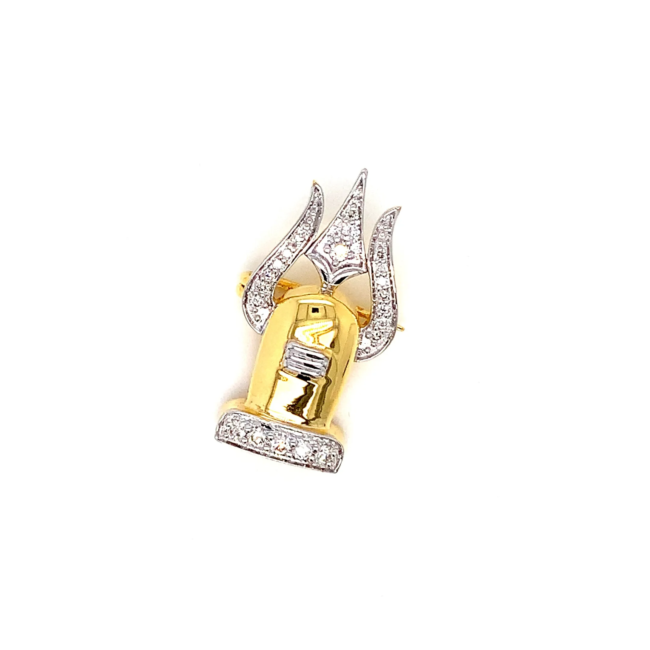 14K YG Shiva Linga Diamond Brooch-1pc