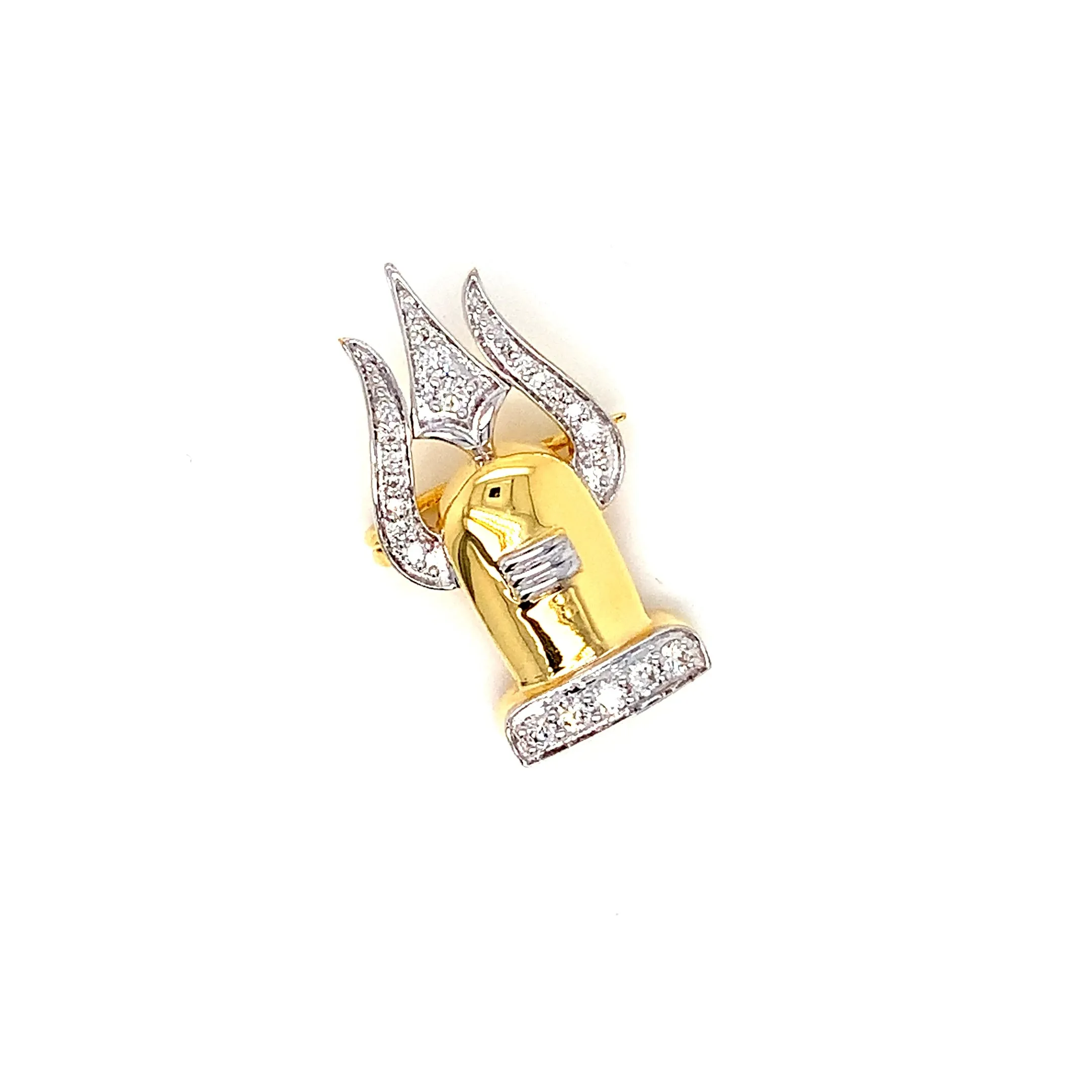 14K YG Shiva Linga Diamond Brooch-1pc