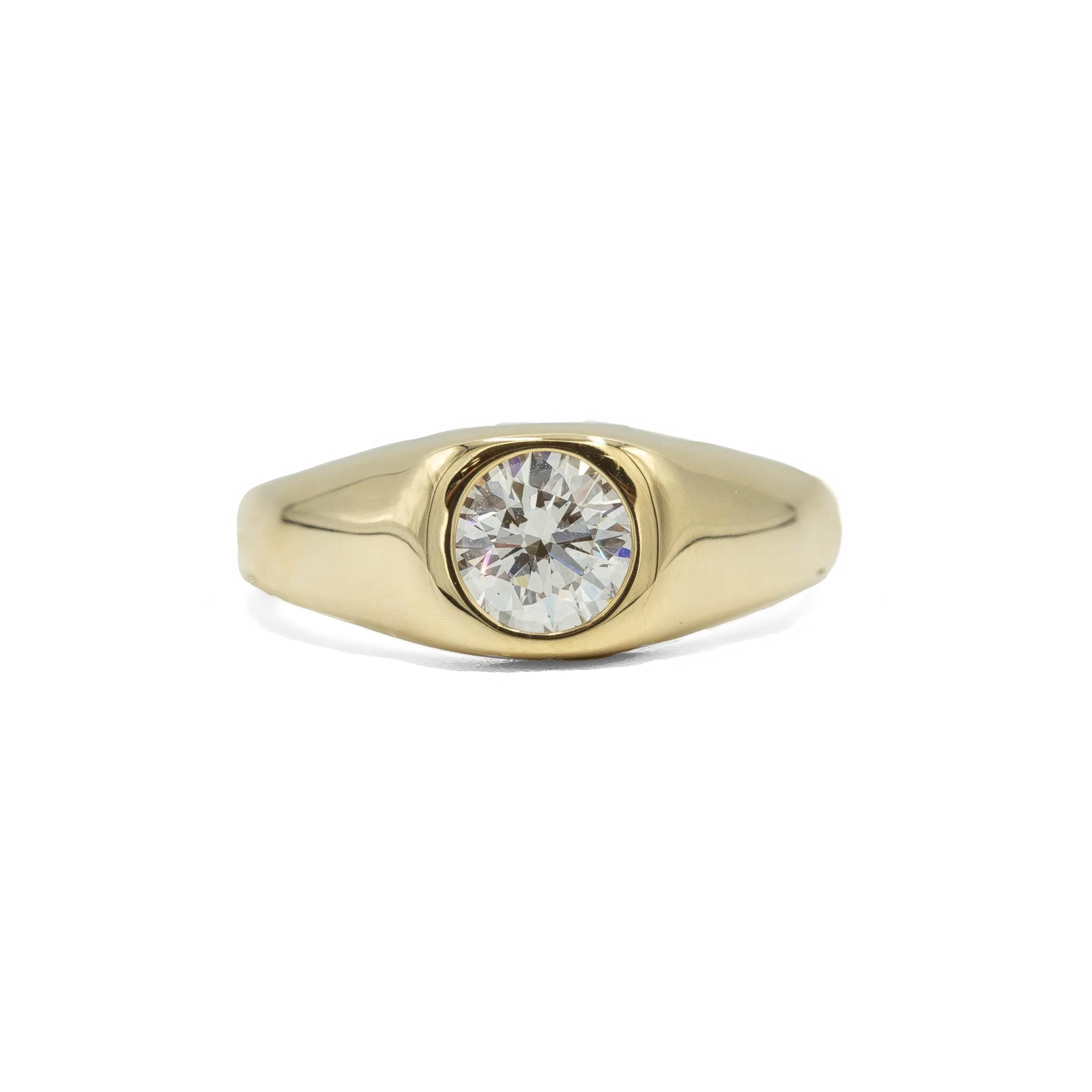 14ky .82ct Round Diamond Signet Ring