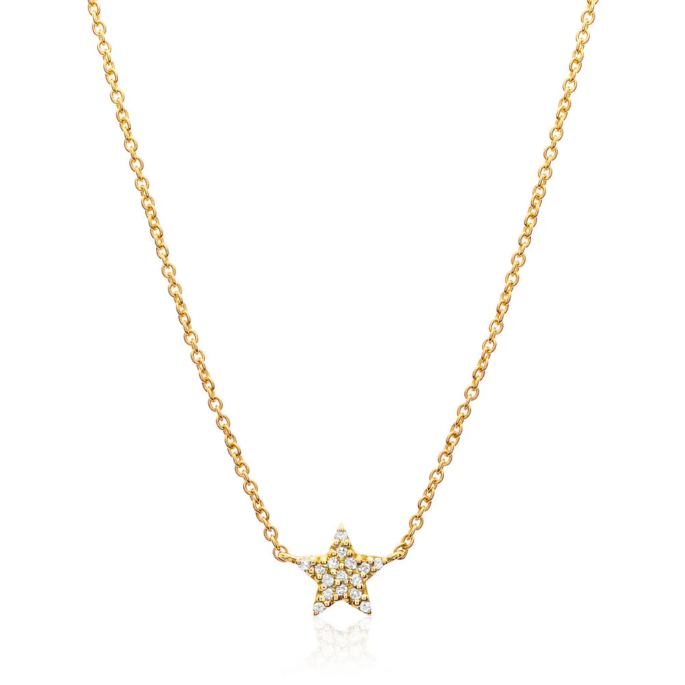 14KY GOLD & 0.04CT DIAMOND STAR NECKLACE