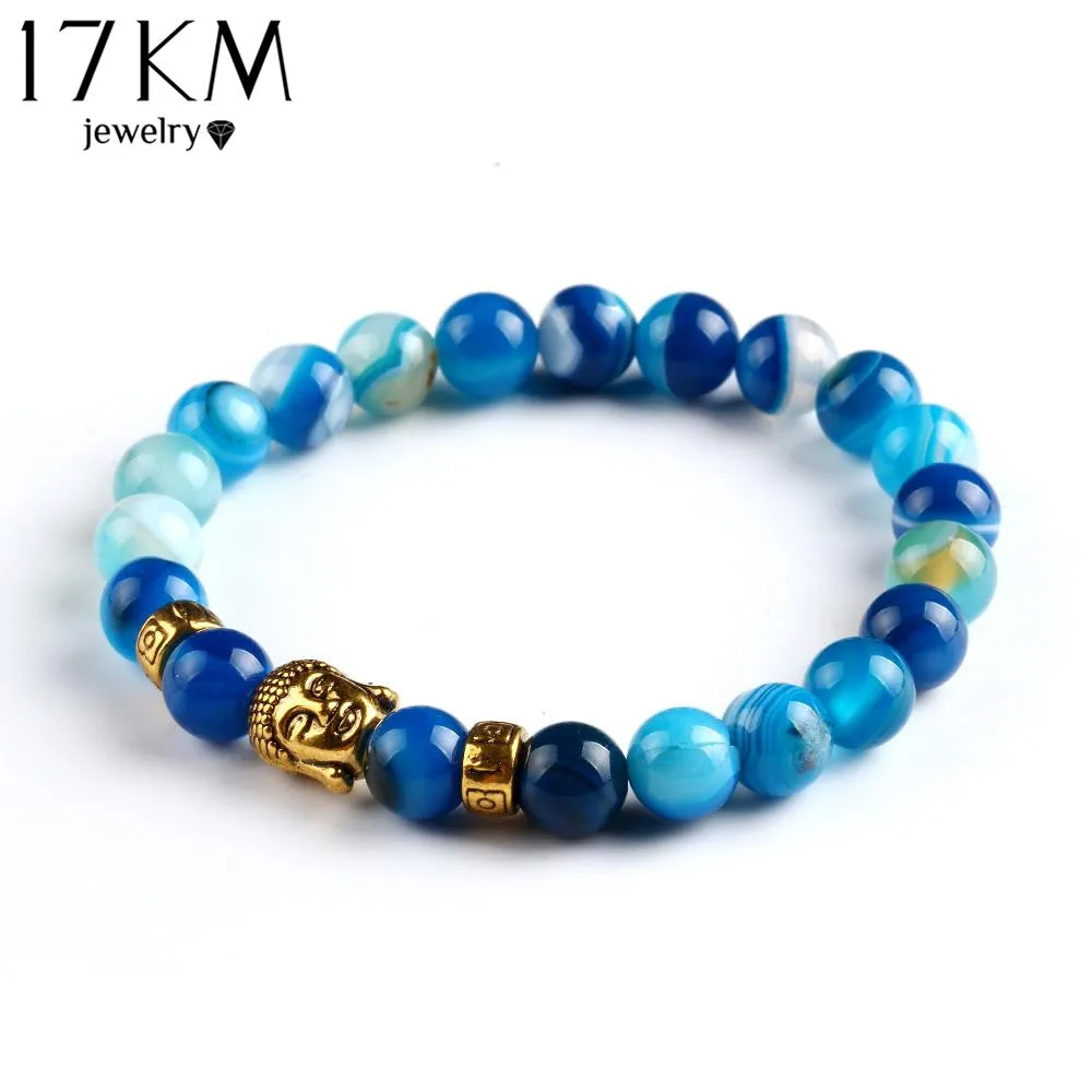 17KM Lava Stone Onyx Bead Buddha Bracelet Buddha Stone Black Yoga bracelets For Men Women Mujer Pulseras Fashion Jewelry