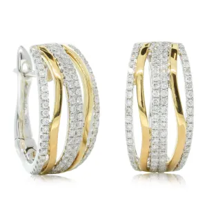 18ct Yellow & White Gold Diamond Hoops