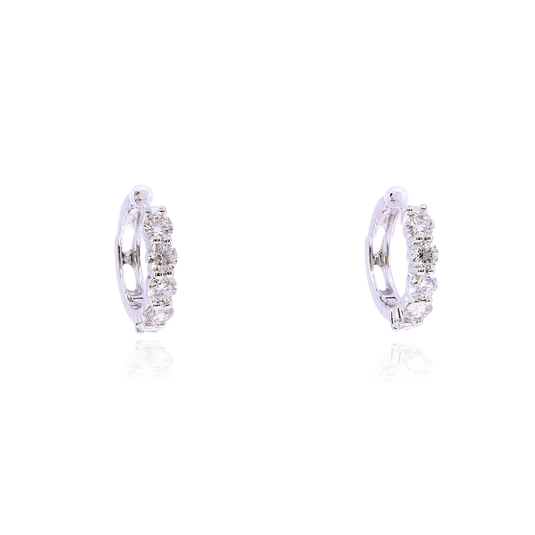 18K WHITE GOLD DIAMOND HOOP EARRINGS - 1.45CTW