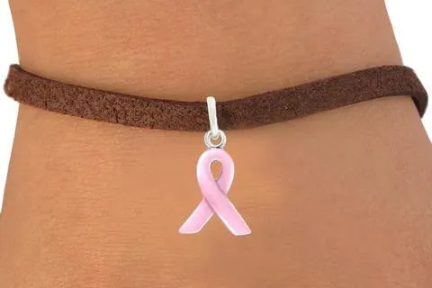 2016 Rhodium Pink Ribbon Breast Cancer Awareness Bracelet