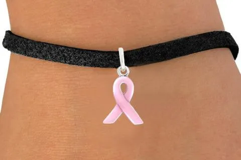 2016 Rhodium Pink Ribbon Breast Cancer Awareness Bracelet