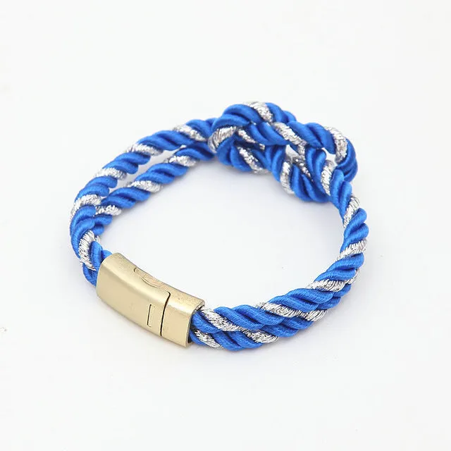 2017 Hot Trendy Fashion Braided Rope Chain with Magnetic Clasp Bow Charm Leather Bracelets & Bangles for Women Men Jewelry