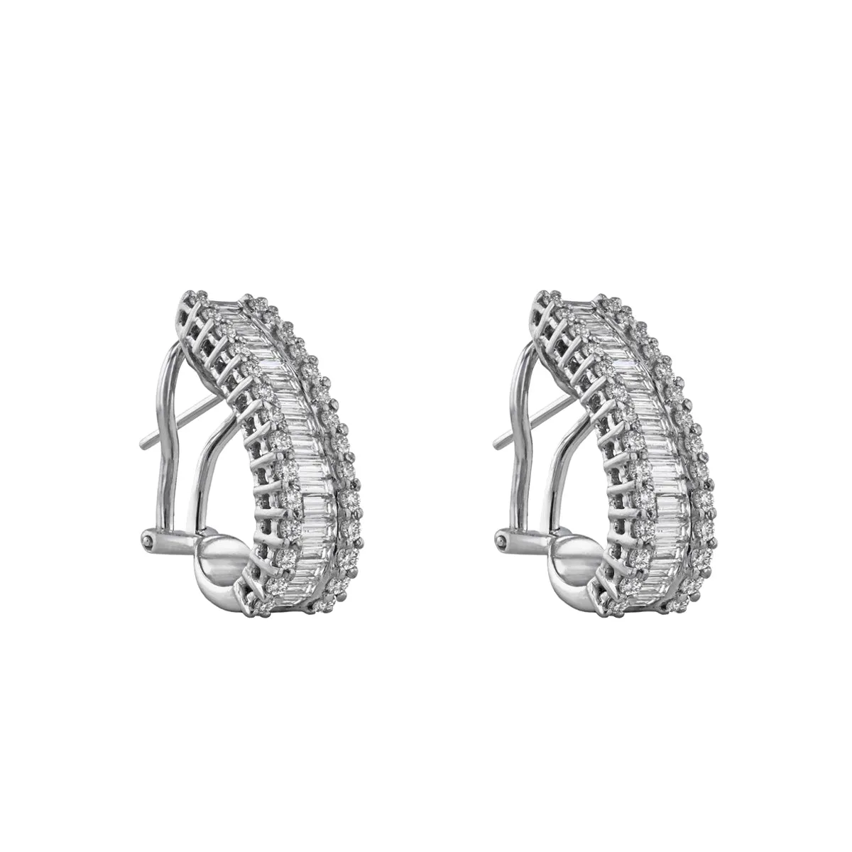 2.54ct Mixed Cut Diamond Half Hoop Earrings | Pre-Loved | 18K White Gold