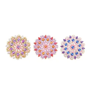 3pcs DIY Full Drill Diamond Brooches Flower Rhinestone Jacket Lapel Pins