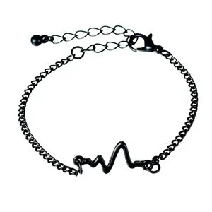 8SEASONS 3 colors New Arrival Heart beat Heartbeat Rhythm Chain Bracelet with Dangling Jewelry Bracelets Golden silver black