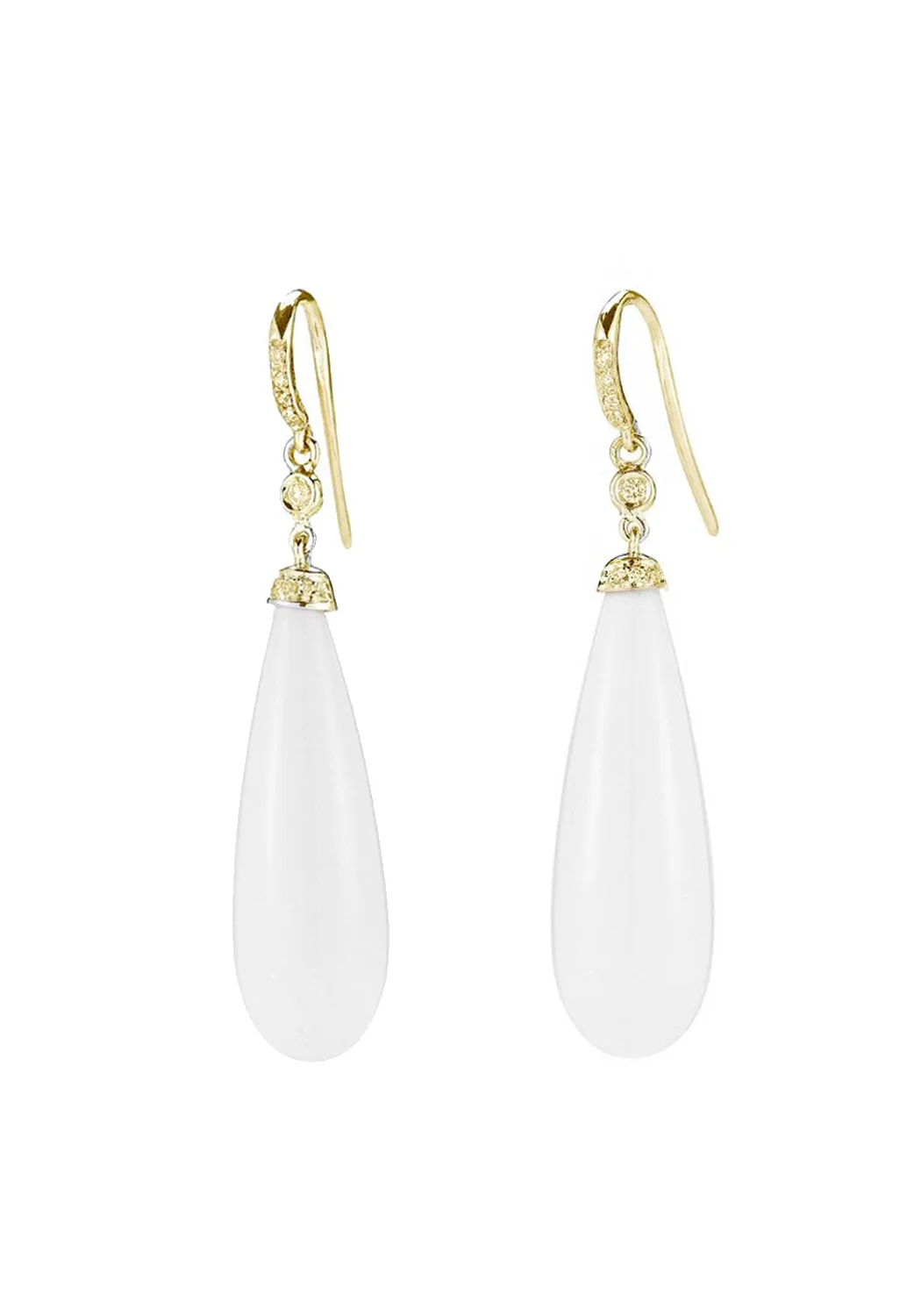 A & Furst Joie De Vivre Diamond & White Agate Dangle Earrings