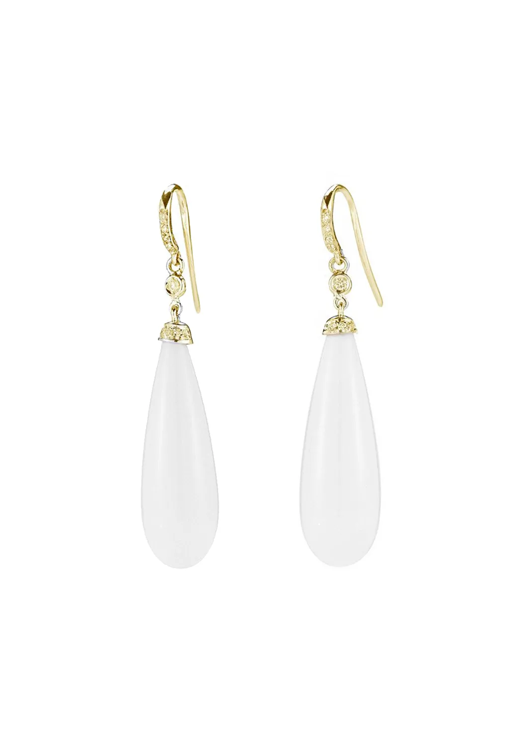 A & Furst Joie De Vivre Diamond & White Agate Dangle Earrings