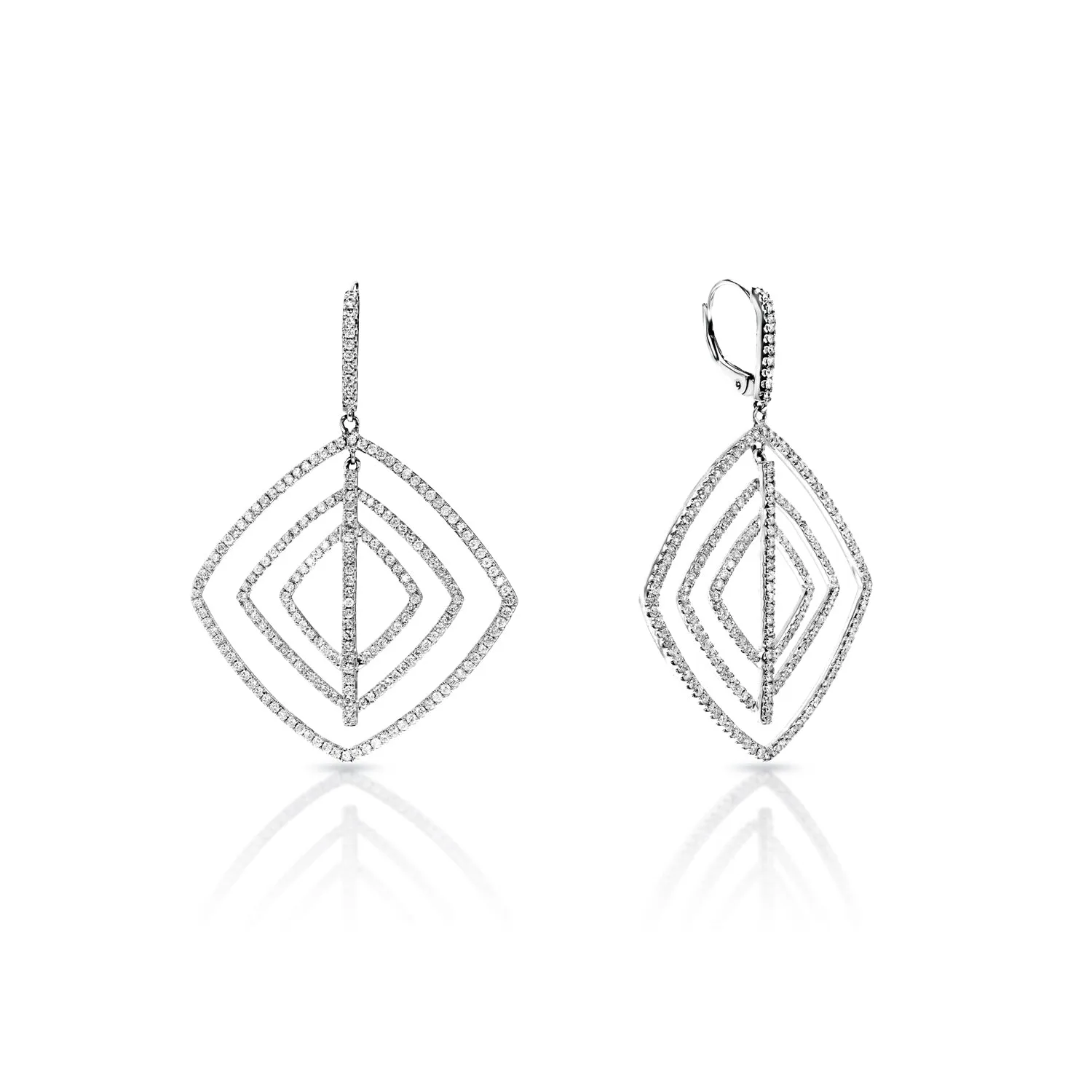 Adelynn 3 Carat Round Brilliant Diamond Hanging Earrings in 14k White Gold