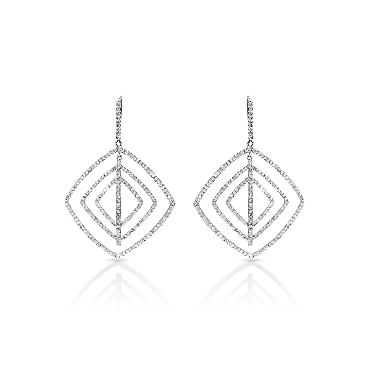 Adelynn 3 Carat Round Brilliant Diamond Hanging Earrings in 14k White Gold