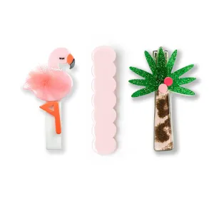 Alligator Hair Clips | Tropical Trio Flamingo | Lilies and Roses NY