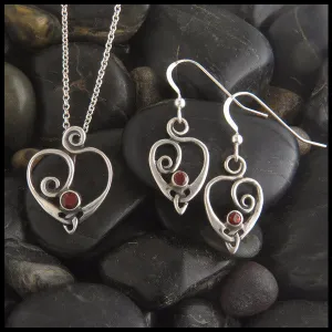 Anna's Heart Pendant and Earring Set with Gemstones