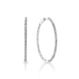 Anne 4 Carat Round Brilliant Diamond 37 mm Hoop Earrings in 14k White Gold