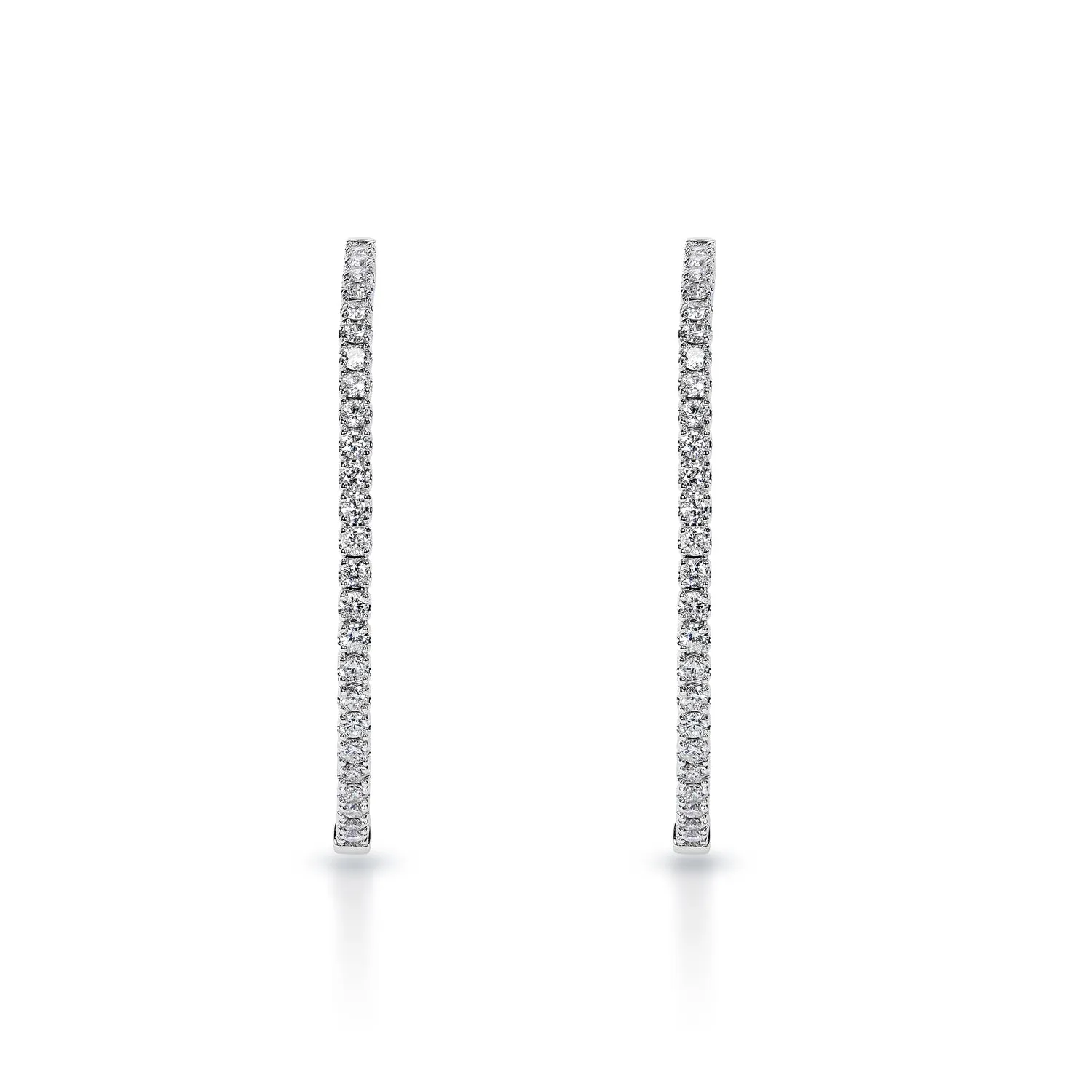 Anne 4 Carat Round Brilliant Diamond 37 mm Hoop Earrings in 14k White Gold