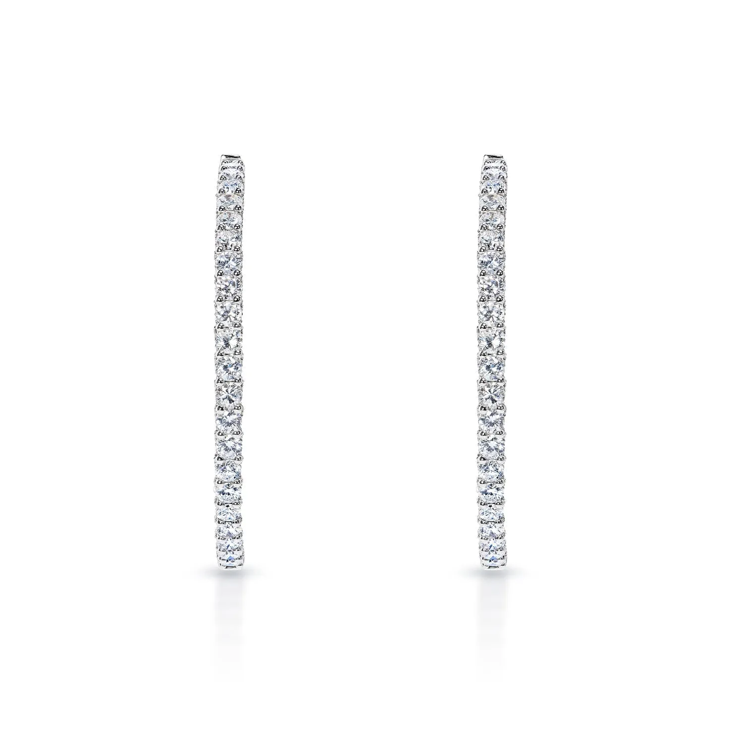 Anya 15 Carat Round Cut Diamond Hoops Earrings in 14k White Gold