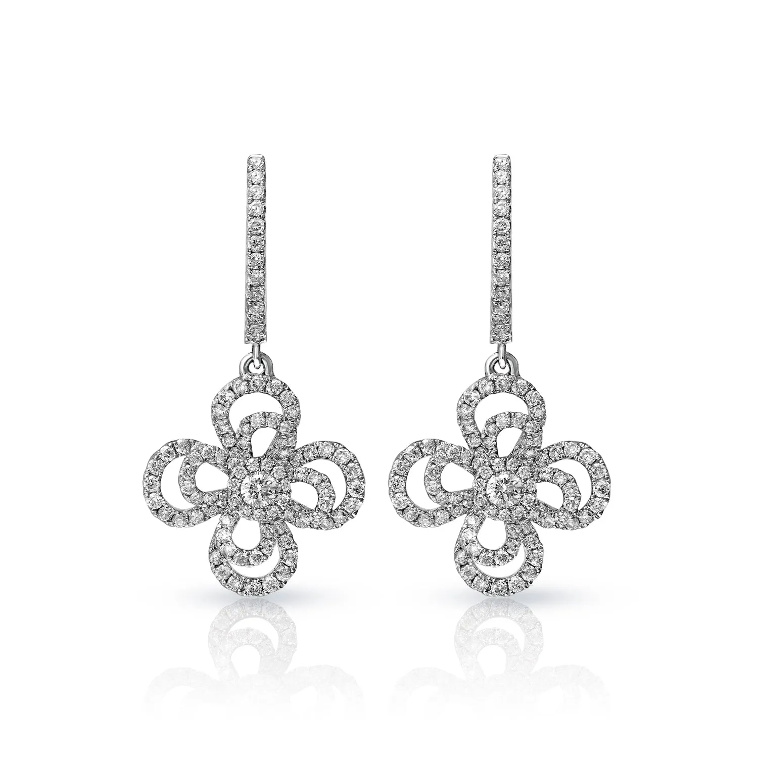 Aoife 1 Carat Round Cut Diamond Drop Earrings in 18k White Gold