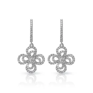 Aoife 1 Carat Round Cut Diamond Drop Earrings in 18k White Gold