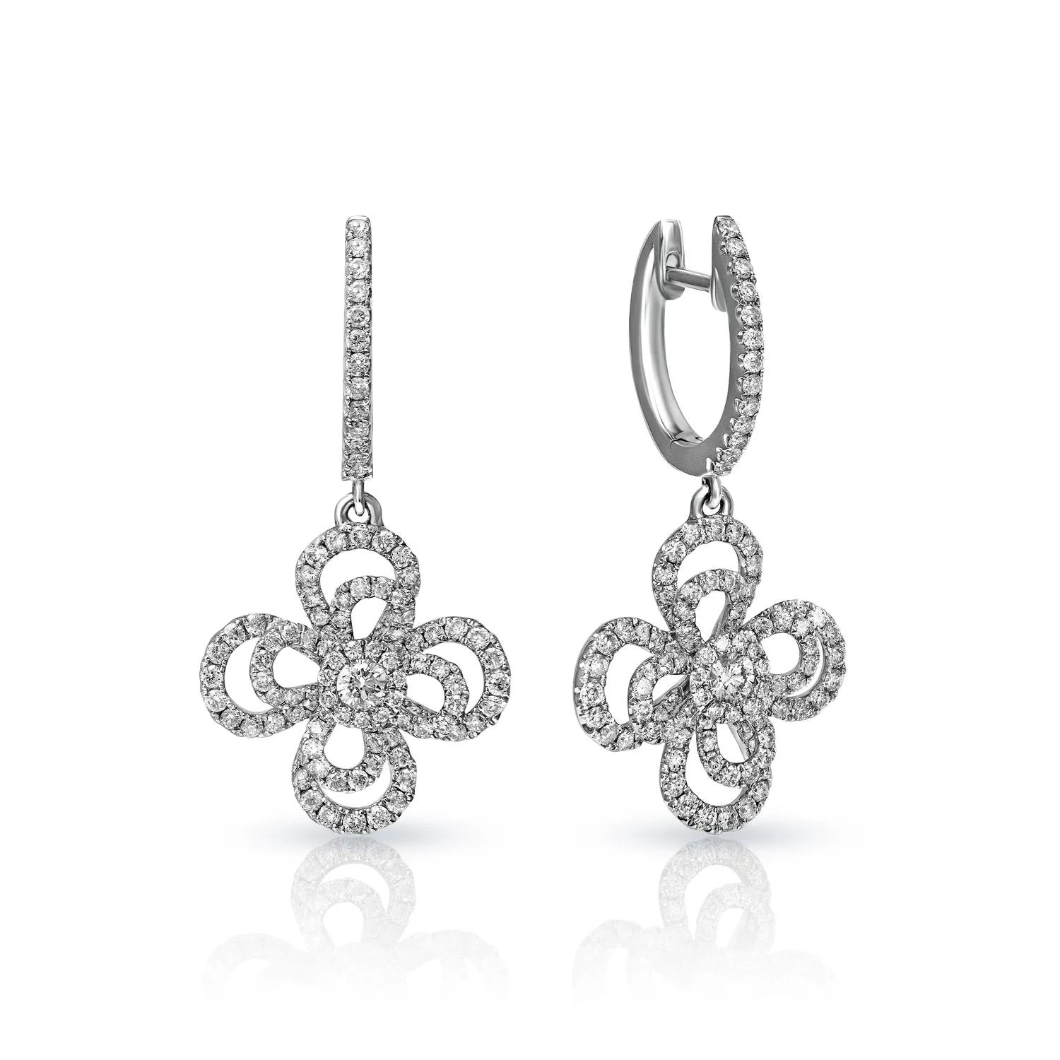 Aoife 1 Carat Round Cut Diamond Drop Earrings in 18k White Gold