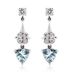 Aquamarine & Diamond White Gold Earrings