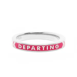 Arriving Departing Ring, Red Enamel, Silver