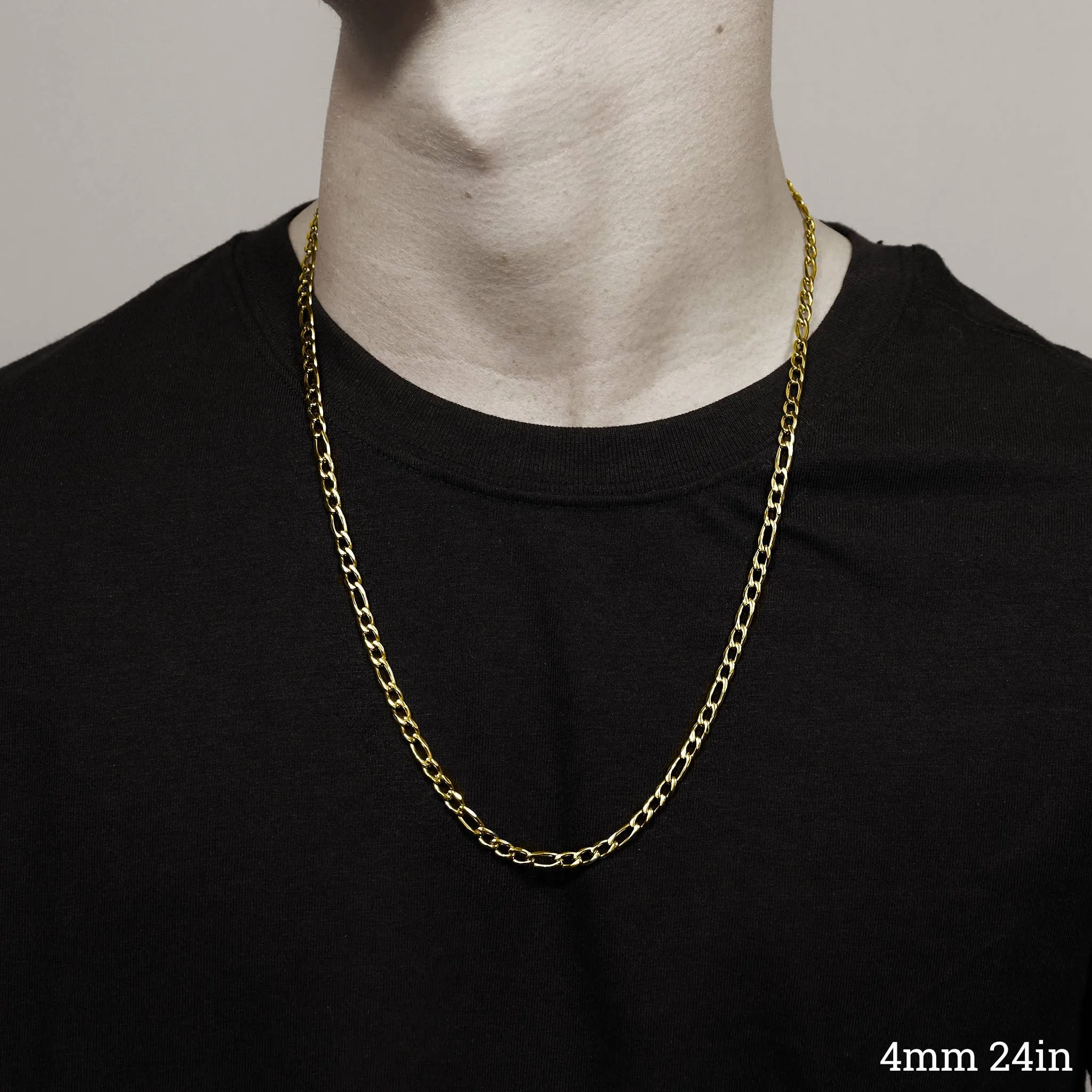 Avery Gold Stainless Steel Figaro Chain Necklace