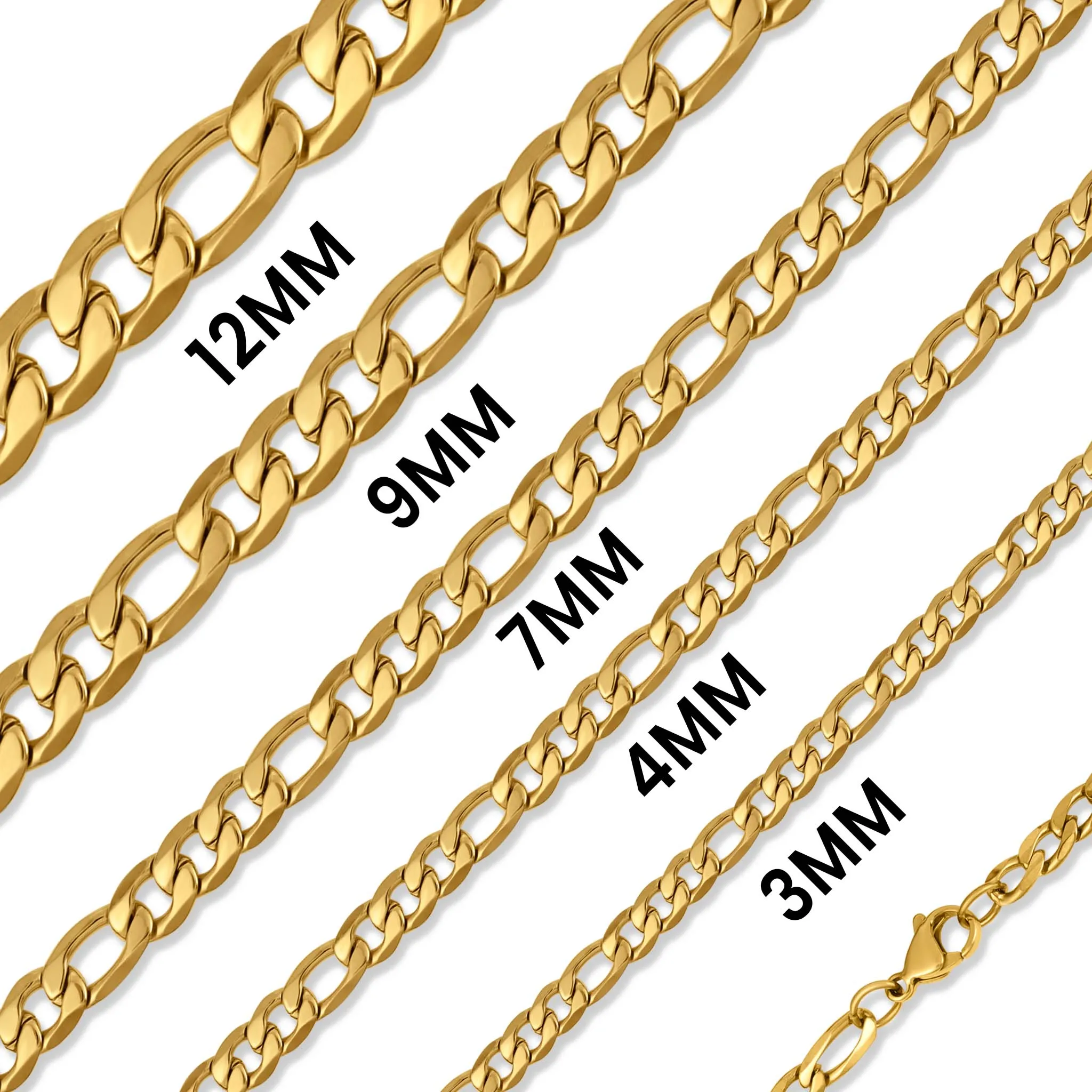 Avery Gold Stainless Steel Figaro Chain Necklace