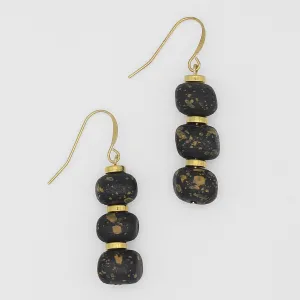 Black and Gold Speckle Dangle Earrings