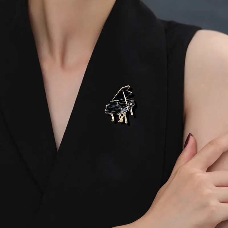 Black Enamel Piano Brooches