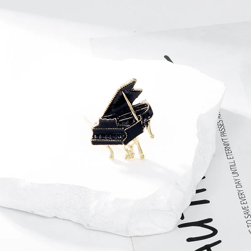 Black Enamel Piano Brooches