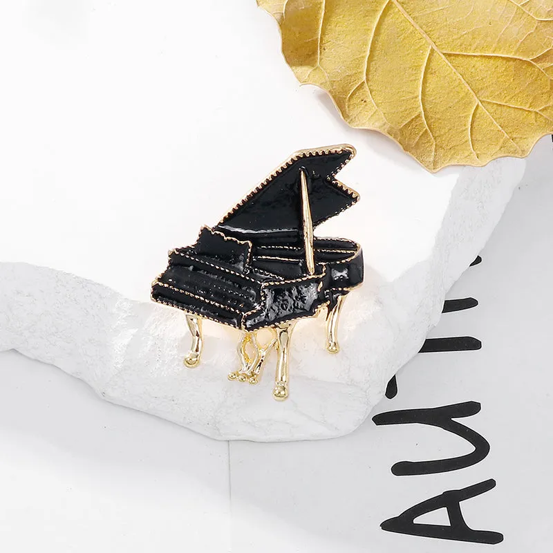 Black Enamel Piano Brooches