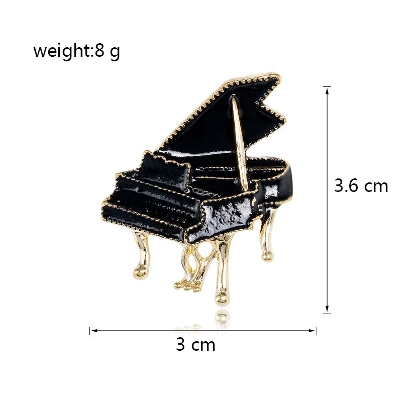 Black Enamel Piano Brooches