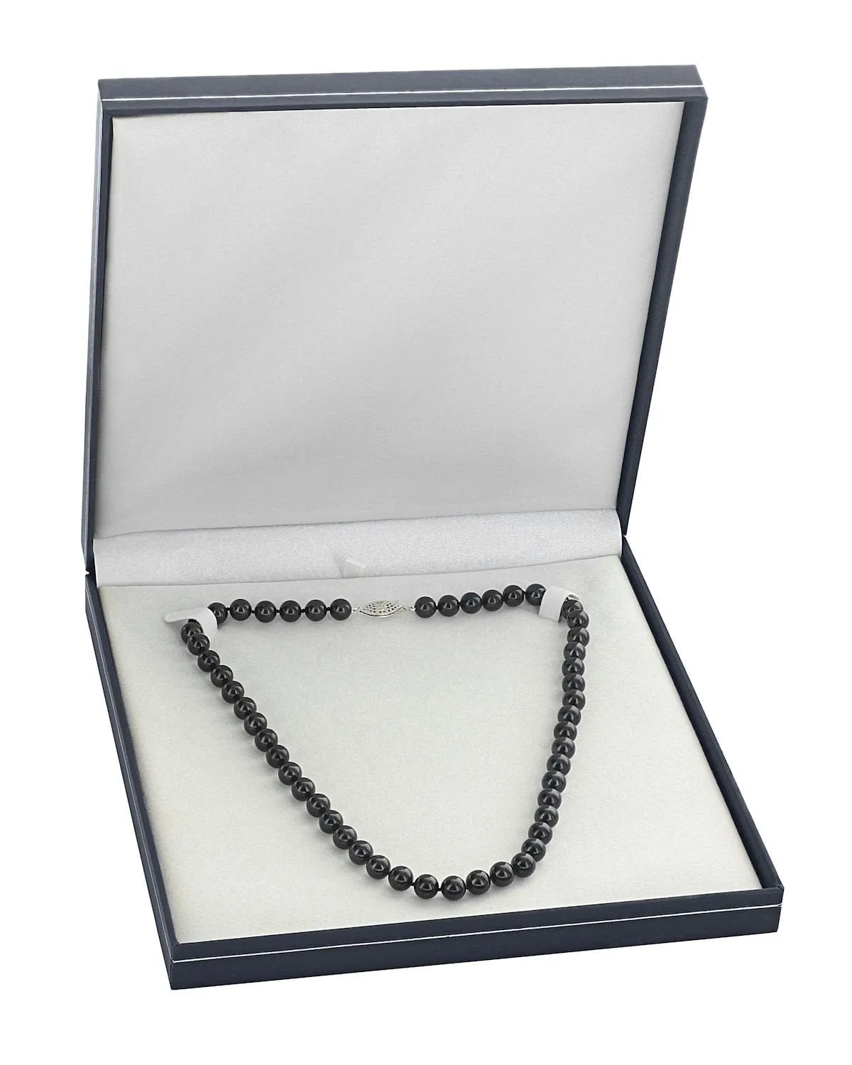 Black Japanese Akoya Pearl Necklace, 6.0-6.5mm - AAA Quality