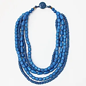 Blue Multi Strand Wood Jordana Necklace