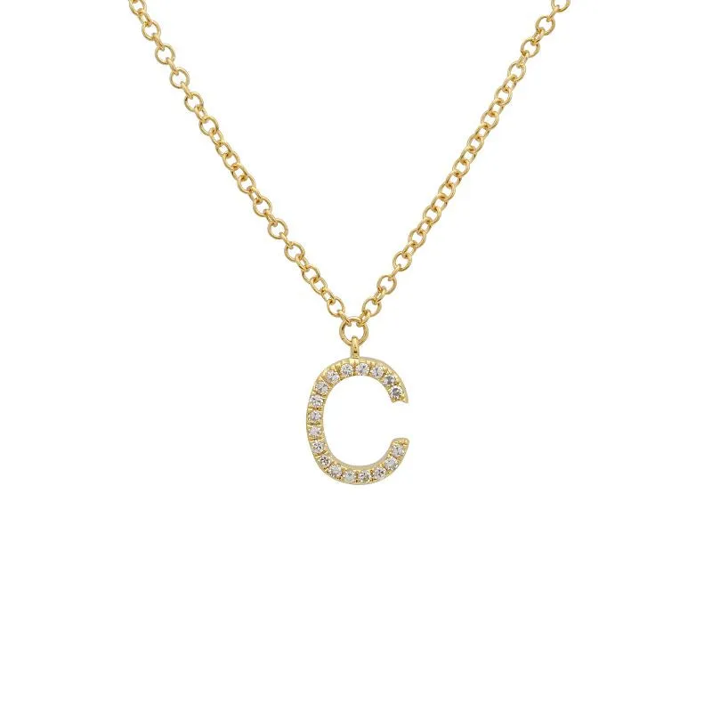 BOLD  LETTER  DIAMOND INITIAL NECKLACE