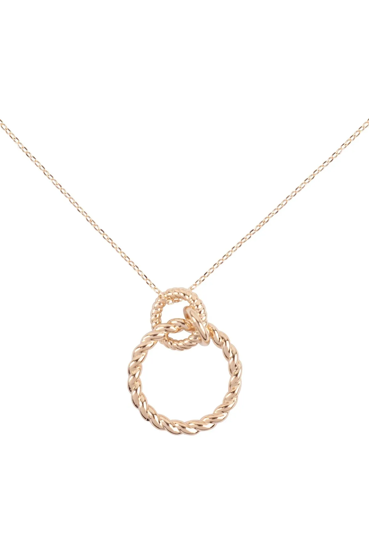 BOLD RING LINK PENDANT BRASS NECKLACE