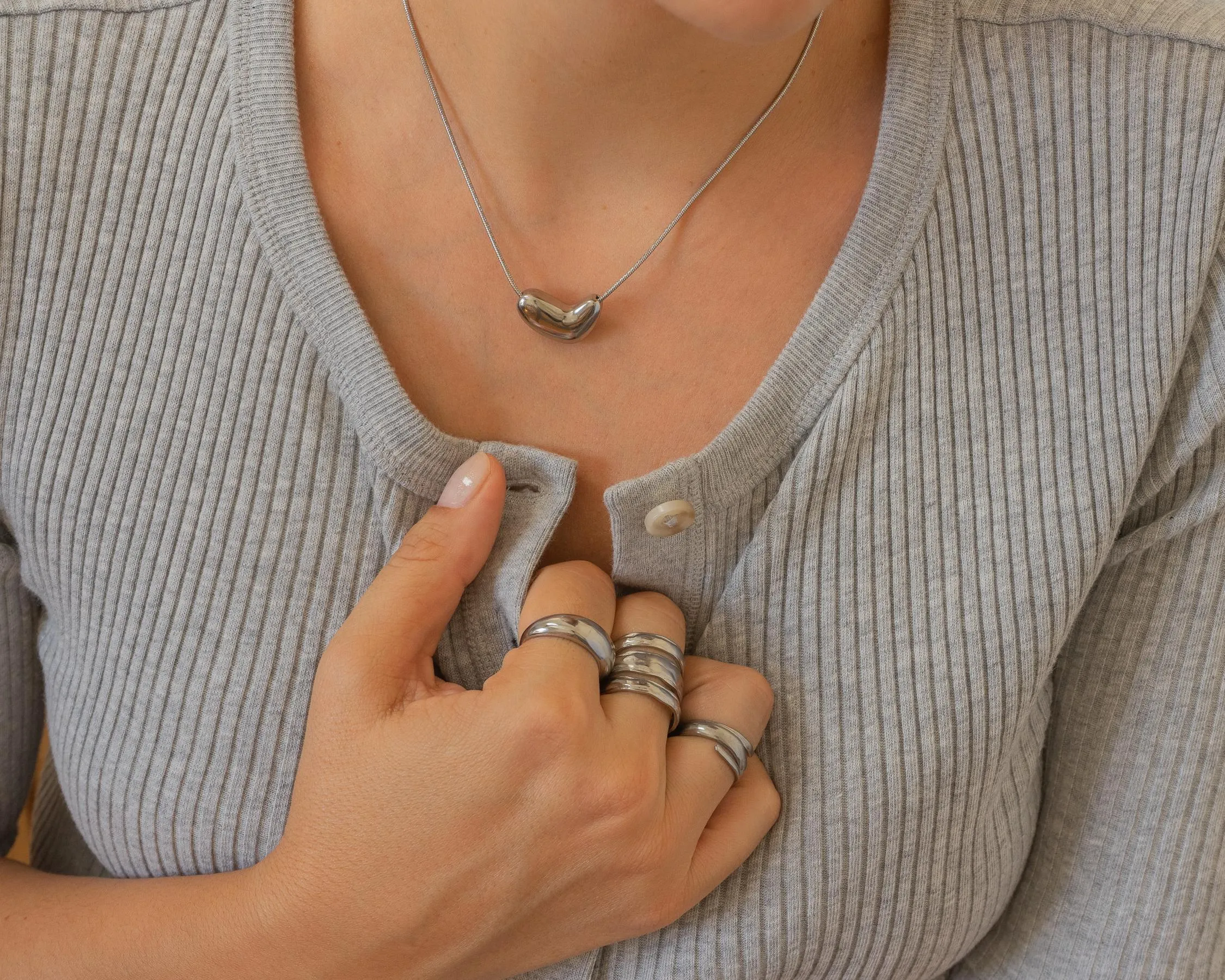 Bold Silver Heart Necklace - Elegant Jewelry Accessory