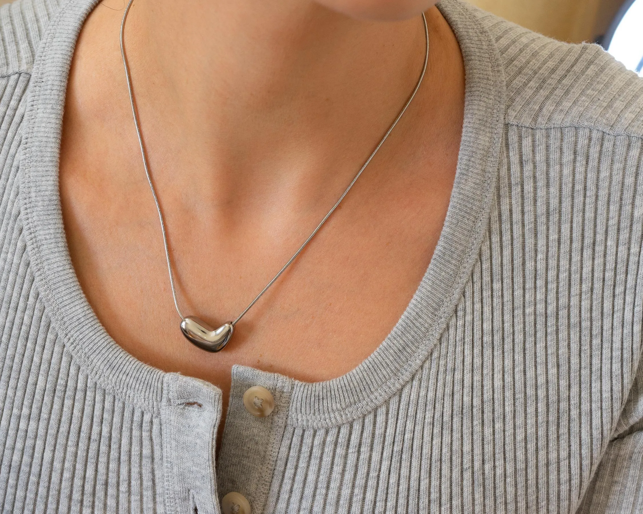 Bold Silver Heart Necklace - Elegant Jewelry Accessory