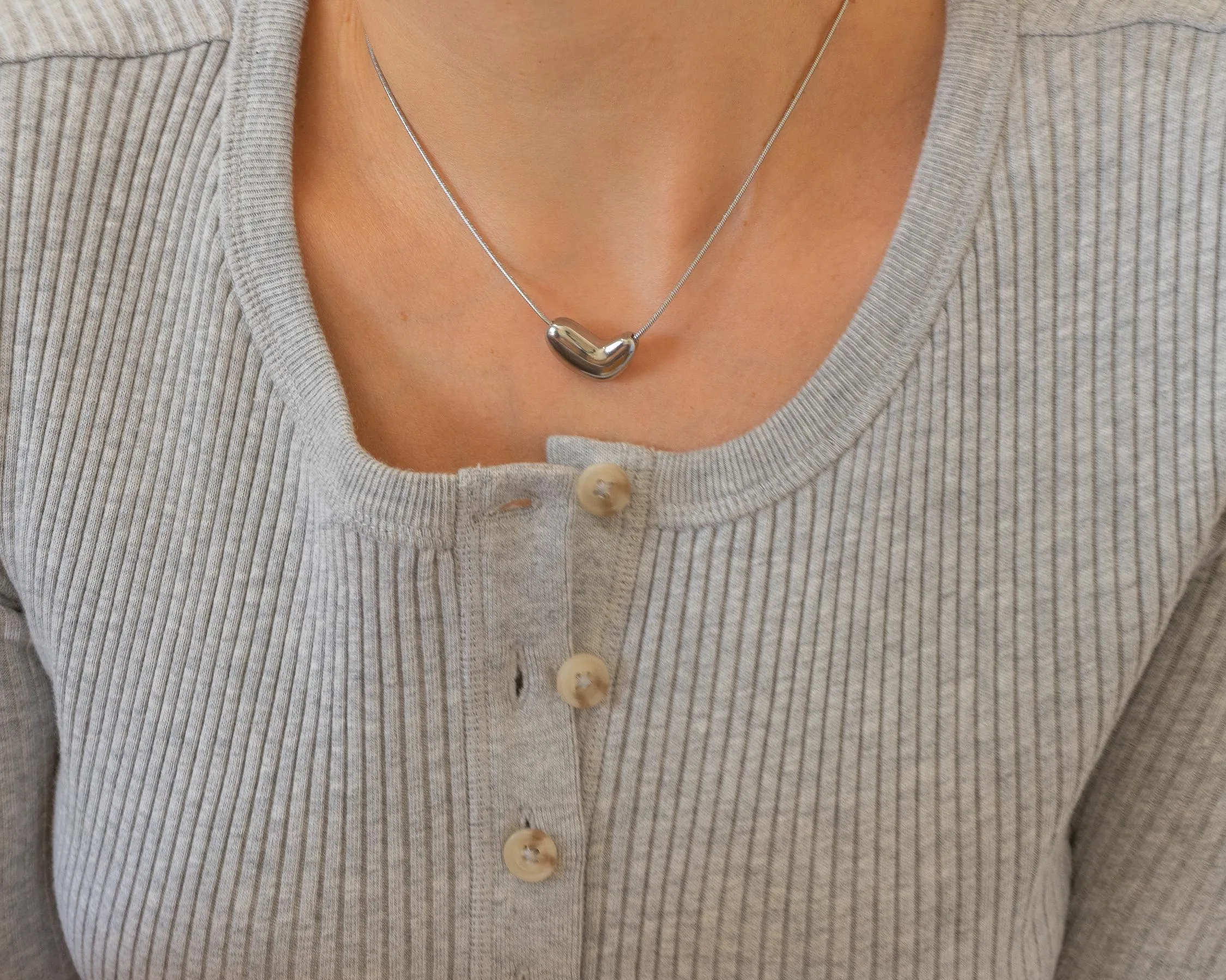 Bold Silver Heart Necklace - Elegant Jewelry Accessory