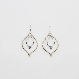 Brass Marquise with Silver Teardrop Earrings