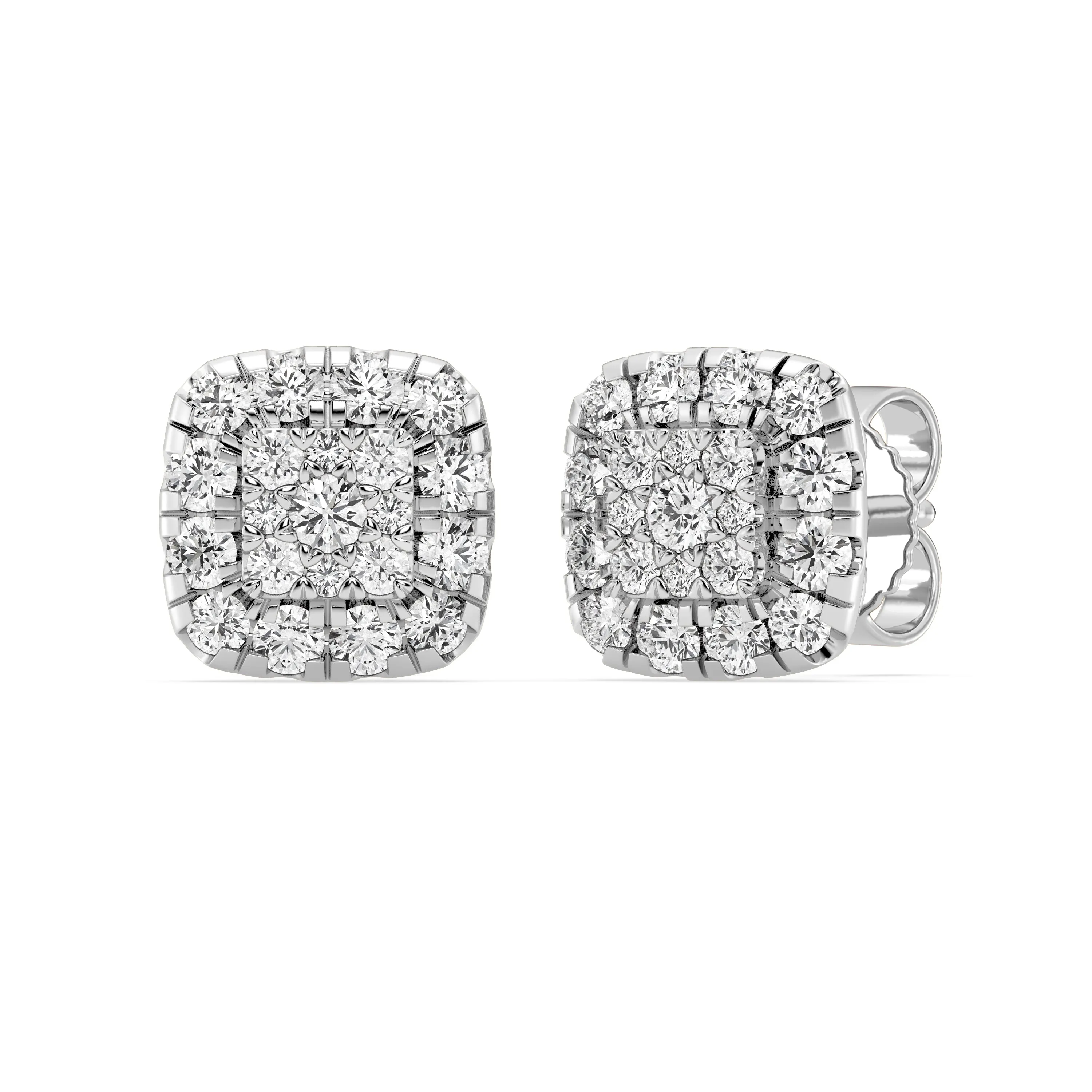 Brilliant Claw Halo Earrings with 1/2ct of Diamonds in Sterling Silver