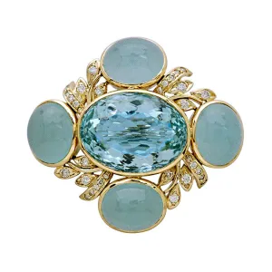 Brooch-Aquamarine and Diamond