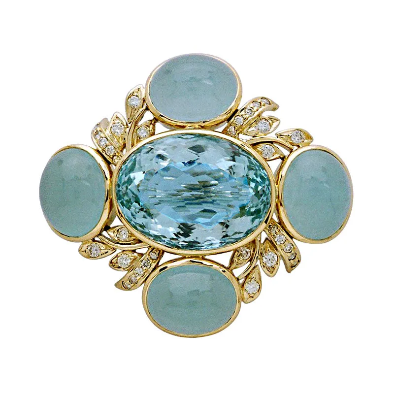 Brooch-Aquamarine and Diamond